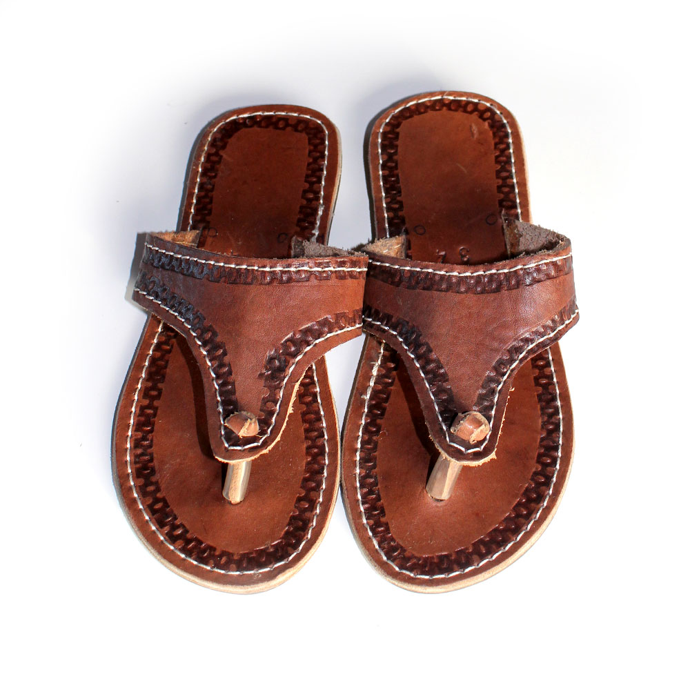 Kids African Leather Sandals - Size 34 | Black Malaika